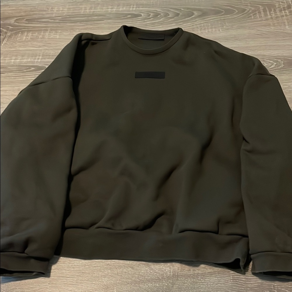 dark green-grey essentials fear of god crewneck